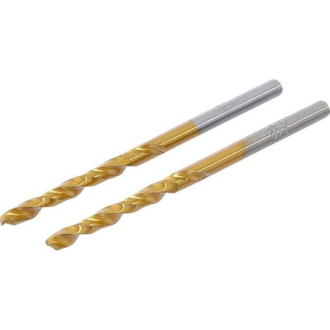 Forets Hélicoïdaux HSS-G 3 mm - Lot de 2 - Nitrure de Titane - Précision et Durabilité, Acier, Pro - D-Work