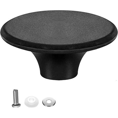 Bouton de couvercle - Poignée de couvercle - Plastique - Poignée de rechange - Bouton anti-brûlure - Universel - Avec vis - 51 x 51 x 28 mm - Noir (1/5)