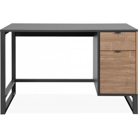 Escritorio 120x76H bambú y gris antracita con una puerta y un cajón - Avellino (1/5)