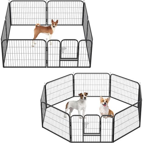 SWANEW Cucciolo Run con tetto con serratura Recinto all'aperto Cucciolo Run nero Playpen (1/5)