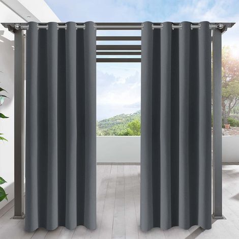 Rideau Occultant Extérieur à Oeillets Gris Foncé 132x213cm - Imperméable UV70% Anti-Poussière pour Pergola/Terrasse (1/5)
