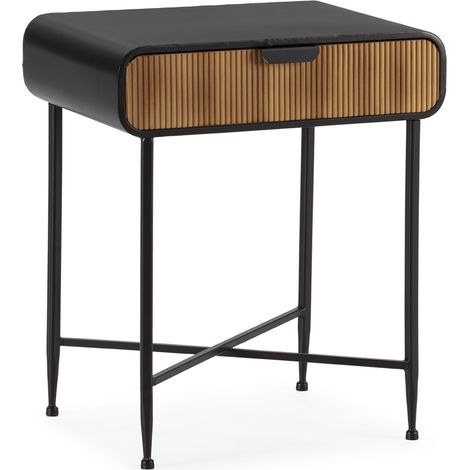 Mesita De Noche 57X42X67 Metal Negro/Madera Negro/Natural (1/5)