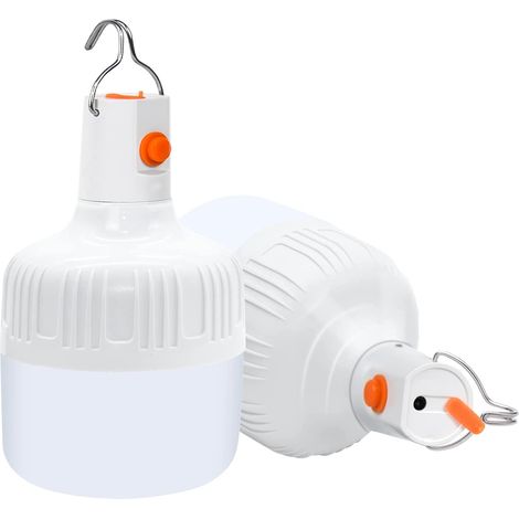 Camping Lantern, 2-Pack Rechargeable LED Camping Lamp, 800LM, 2 Brightness Modes, Powerful Portable Waterproof USB Lamp for Camping, Tent, Hiking, Garden, BBQ, Emergency, Bivouac, Breakdown