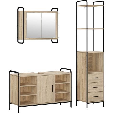 vidaXL Bathroom Cabinet Set 3 pcs Sonoma Oak 40 x 36 x 200.5 cm (1/5)
