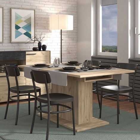 Mesa Fija Siano, 6 Plazas, Rectangular, Tablón de Madera Nobilitada, 160x91.5x76h cm Marrón Nogal (1/5)
