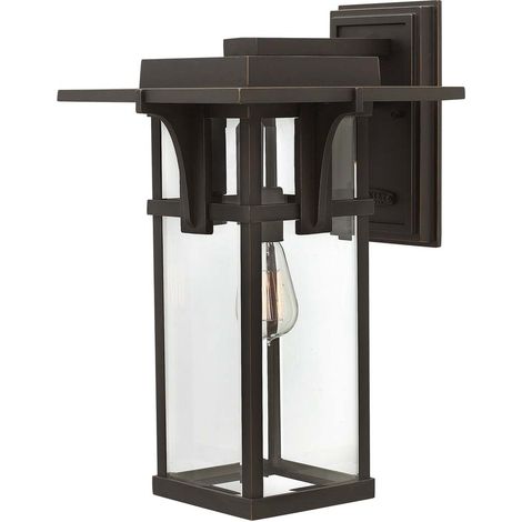 Außenleuchte Wandlampe ALU-Druckguss Glas H 47 cm Bronze 1 Flammig IP44