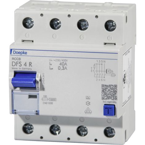 Doepke 09134911 DFS4 040-4/0,03-A R Neutralleiter rechts FI-Schutzschalter  A   4polig 40 A 0.03 A 2