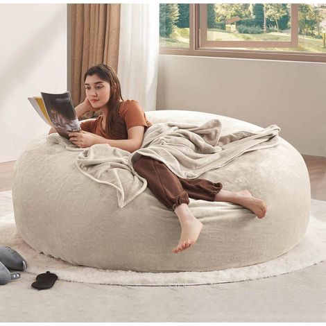Sillón puff 6FT para adulto, sofá lounge de espuma, beige claro, OKWISH (1/5)