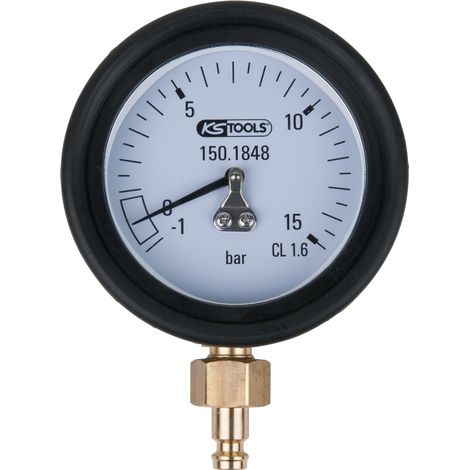 KS Tools Manometer 1,0 - 15,0 bar inkl. Anschlussnippel und Schutzkappe (1/2)