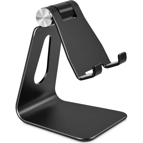 Verstellbarer Handyhalter aus Aluminiumlegierung, Tisch-Handyständer aus Metall, Smartphone-Halterung, schwarz