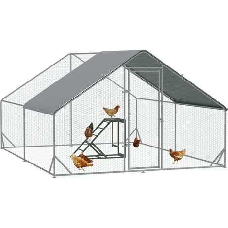 PawHut Walk In Chicken Run with Chicken Activity Shelf and Cover, 3 x 4 x 2m (1/5)