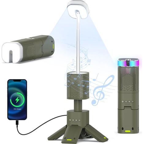 Campinglaterne, wiederaufladbare Teleskoplaterne mit 14.000 mAh und Magnetfuß, Bluetooth, IPX5 wasserdicht, tragbare LED-Taschenlampe für Notfälle/Reparaturen zu Hause (1/5)