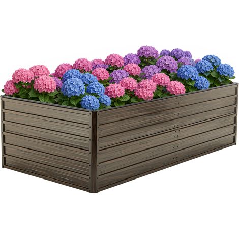 Bac surélevé métal 219x112x64cm – Finition imitation bois, acier robuste – Légumes fleurs patio (1/5)