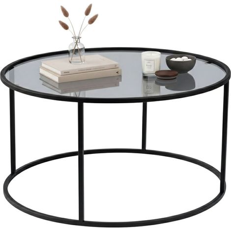Dmora - Wohnzimmertisch Geralt, Niedriger Wohnzimmertisch, Kaffeeregal, Couchtisch für Sofa, 80x80 h43 cm, Schwarz und Grau