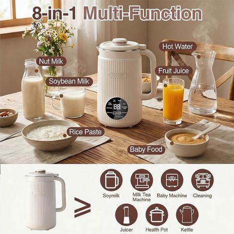 in 1 Nut Milk Machine, 1200ml, Vegetable Milk Machine and Soy Milk Machine with Timer, Keep Warm and Self Cleaning Function, Oat Milk Machine for Almond Milk (1/5)