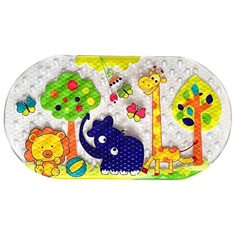 Tapis de Bain pour Tapis de Douche, 39 cm x 69 cm Tapis de Douche antidérapants avec ventouses, Tapis de Baignoire Lavable en Machine pour Salle de Bain (Forest Zoo) (1/4)