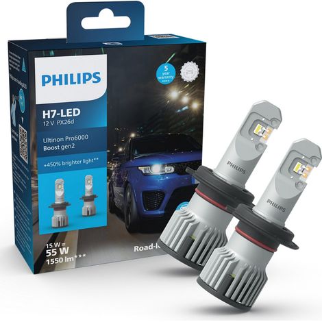 Philips Auto-Scheinwerferlampe H7 LED Ultinon Pro6000 Boost Gen2 2 Stück