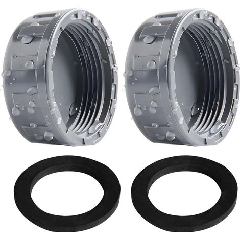 2 Bouchons filetés en PVC avec joint, 40 mm pour raccord mâle, plomberie extérieure, compatible tuyau diamètre extérieur (1/5)