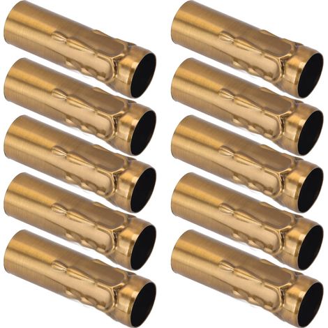 10 Pièces E14 Couvercles De Douille De Bougie, Tube Métallique Lustre Lumière Couvre Capuchon De Douille De Lumière Couvre-Douille En Forme De Bougie Lampe Titulaire Tube 25x80mm (Cuivre Or) (1/5)