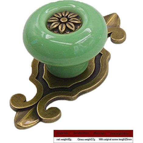 Vintage Keramik-Türknauf, Schubladen-, Schrank-, Garderoben-Möbelgriff (Bronzegrün) (1/5)