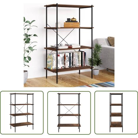 The Living Store Étagère à 4 niveaux noir et naturel 80x40x130 cm - Bibliothèque - Étagère - Rangement - Meuble De Salon - Bibliothèque Design (1/5)