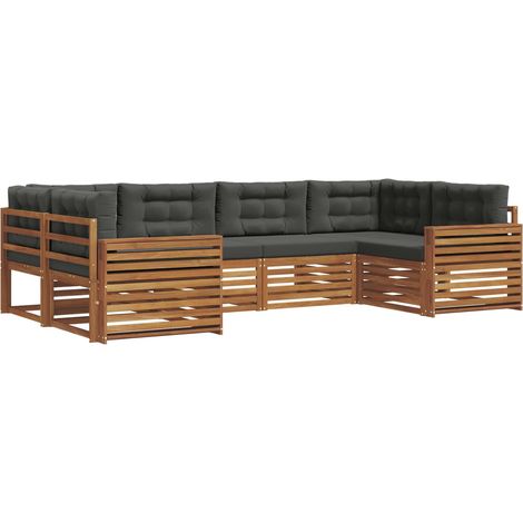 Conjunto de sofás de exterior 6 pcs Natural y Antracita vidaXL (1/5)