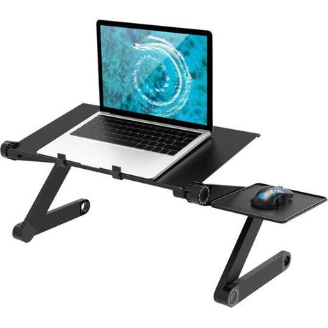 Table pour ordinateur portable - DLH ENERGY - Design moderne - Noir - Montage facile - Bureau droit (1/3)