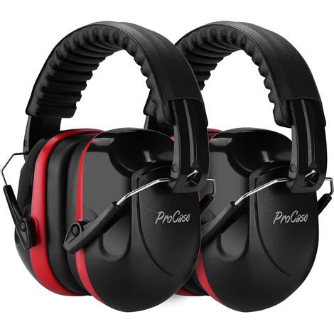 Casque Anti Bruit Pliable Réglable Confortable Adulte (Lot de 2), avec Une Atténuation de SNR 34dB, Serre-tête Souple pour Milieu Bruyant ou Stressant-Rouge (1/5)