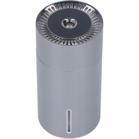 Humidificateur de parfum pour voiture USB à 3 vitesses réglables, humidificateur d'aromathérapie portable à induction automatique avec lumière colorée gris clair