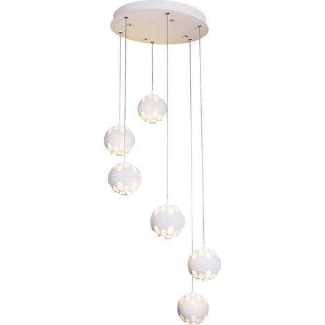 Lámpara Colgante LED 6 Bolas Blancas 6x7w 2700k