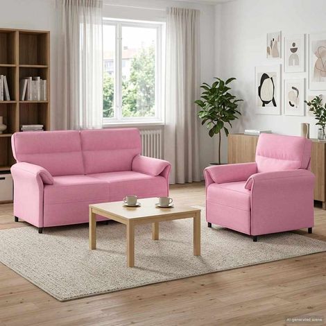 vidaXL Juego de Sofá 2 uds. Rosa Tela (1/5)