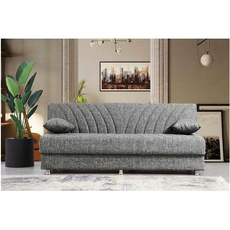 Domo Mea Divano Letto Fiji 3 Posti Grigio 183x81x89 cm con Vano Contenitore (1/3)