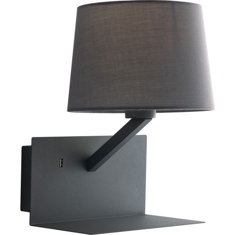 Fan Europe Ciak - Estante para lámpara de lectura USB al lado, gris, E27