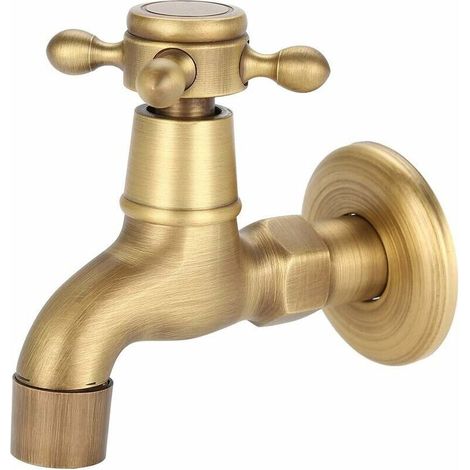 S-giant Robinet de Jardin en Laiton Massif Vintage Fixé au Mur Filetage G1 / 2 pour Piscine Lavabo Evier de Cuisine(Short) (1/6)