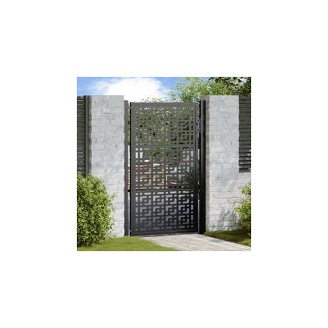 Portail de jardin noir 105x155 acier conception croisée (1/5)