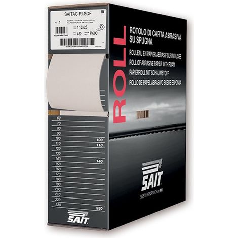 SAITAC RI-SOF 4S Rotolo industriale di carta abrasiva su spugna 115 x 25 m - Grana: 220