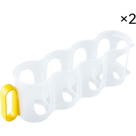 2 supports à canettes pour réfrigérateur, transparents en PP alimentaire, poignée ergonomique, base antidérapante, empilables (1/5)