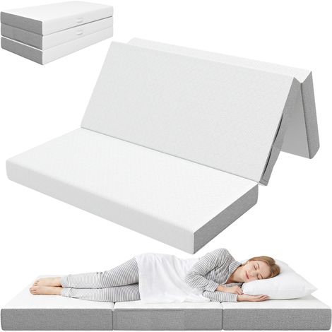 Matelas pliable - HOMCOM - 3 parties - housse lavable - mousse à mémoire de forme - 190x140x15cm - blanc (1/5)