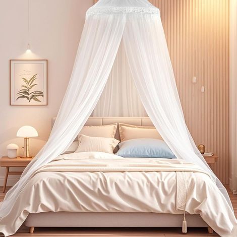 Moustiquaire de Lit,Grande Moustiquaire pour Simple & Double,0.6x2.5x10.5M Ciel de Lit pour Adulte Fille Bebe Enfant,Facile à Installer, Protection fiable Contre Les Insectes et Baldaqui (1/5)