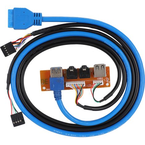 Panneau avant pour boîtier PC avec interface audio, ports USB 3.0/2.0 et câbles inclus (1/4)
