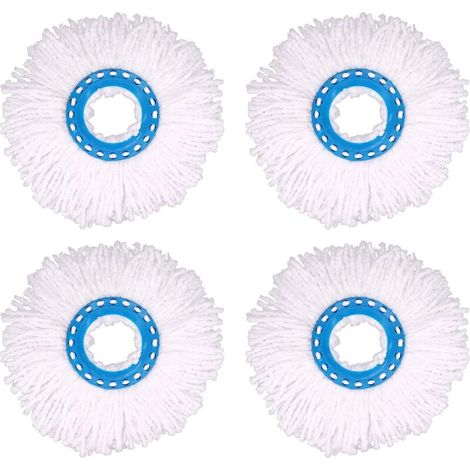 4Pcs Têtes Microfibre Balai, Tête de Vadrouille Rechange Rond Têtes Mop Rotation à 360 pour Nettoyage des Sols (Diamètre 16 cm)