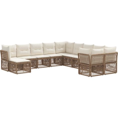Gartensofa-set 11 pcs Beige Poly-Rattan vidaXL