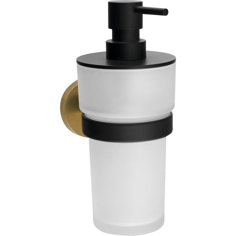 Porte-savon LARISSA 250ml, verre dépoli, noir/or mat (1/4)