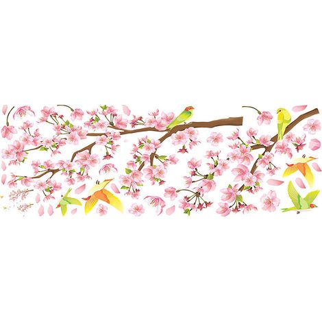 Autocollant Mur - Branche De Pêcher - Décoration Intérieure - Pour Chambre Enfants Chambre À Coucher Séjour Fenêtre - 1 Pièce (1/5)