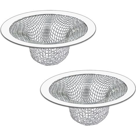 Lot de 2 filtres de vidange de Baignoire Filtre en Maille de 7 cm en Acier Inoxydable pour évier de Salle de Bain, lavabo de Salle de Bain (1/5)