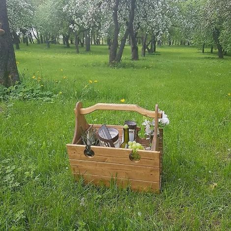 Table de pique-nique pliante en bois avec panier intégré, table de pique-nique portable pour le vin, table de pique-nique convertible 2 en 1 avec panier de rangement en bois, pour les pique-niques en