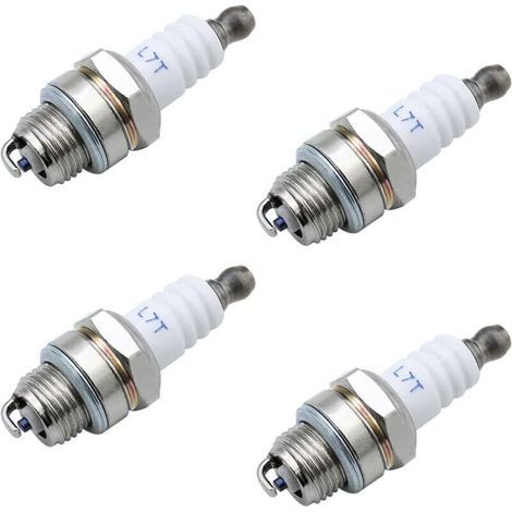 Bougies d’allumage universelles L7T pour moteurs 2 temps – Lot de 4, compatibles tondeuses, tronçonneuses et outils motorisés (1/4)