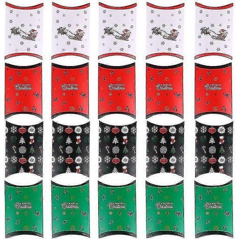 Set mit 20 weihnachtlichen Geschenkkissenboxen, festliche Designs, für Partys und Dekoration. (1/2)