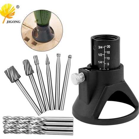 Ensemble d'accessoires pour meuleuse électrique de 11 pièces : localisateur de meuleuse électrique + 4 forets hélicoïdaux + 6 fraises rotatives. (1/5)