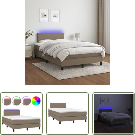 vidaXL LED-Streifen - Boxspringbett mit Matratze & LED Taupe 120x200 cm Stoff (1/5)
